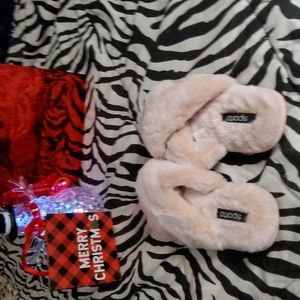 Fluffy pink slippers